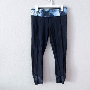 Lululemon Pace Queen Tight Black Blooming Pixie Aquamarine 7/8 Length Size 8